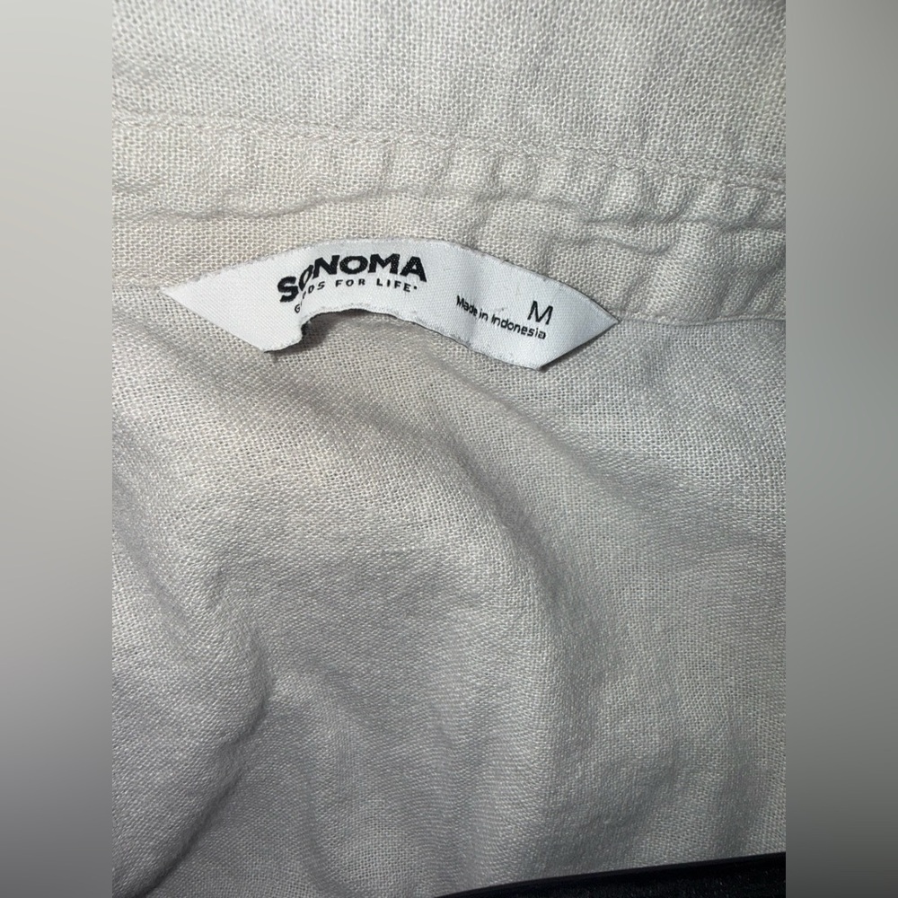 Sonoma Goods for Life Beige Linen Blend Shirt Dress Women’s Medium Button Front - Picture 2 of 2